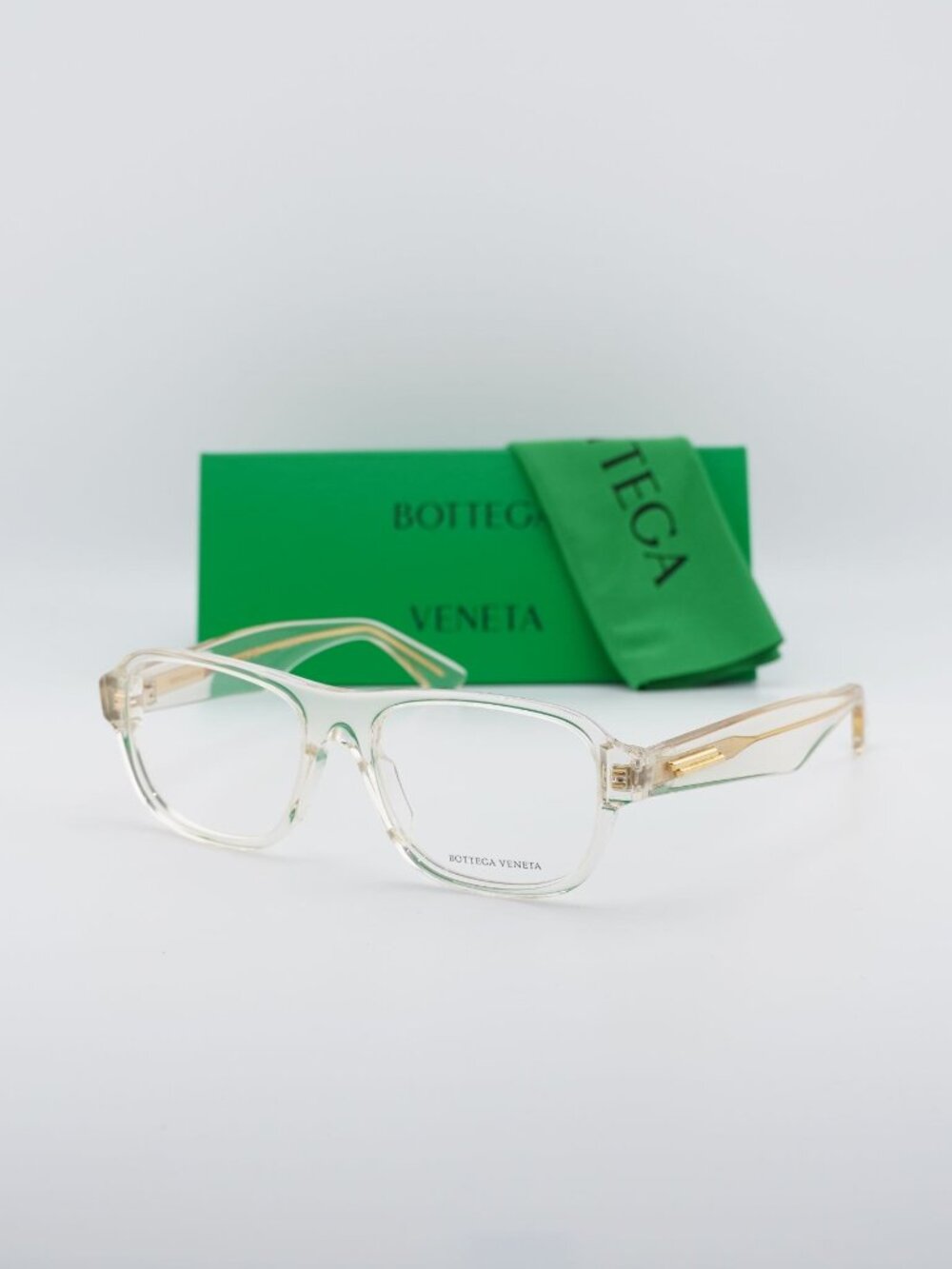 Bottega Veneta BV1157O 003 Square Eyeglasses 53mm - Transparent Beige
